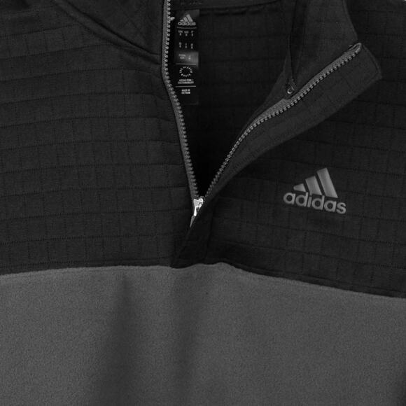 ADIDAS  NWT Men's Water Repellent 1/4 Zip Fleece Pullover Golf Gray Black Small - Picture 3 of 10